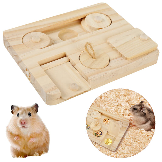 Wooden Foraging Toy with 6 Food Holes - Rabbits, Guinea Pigs & Hamsters