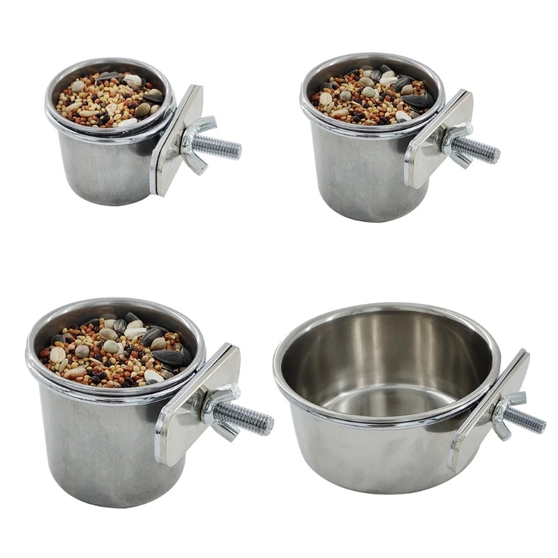 Anti-Spill Stainless Steel Cage Bowl for Birds: Food & Water (Multi-size)