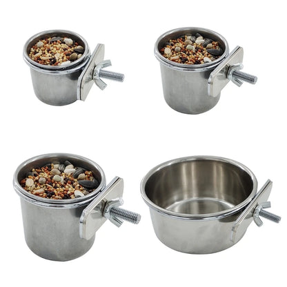 Anti-Spill Stainless Steel Cage Bowl for Birds: Food & Water (Multi-size)