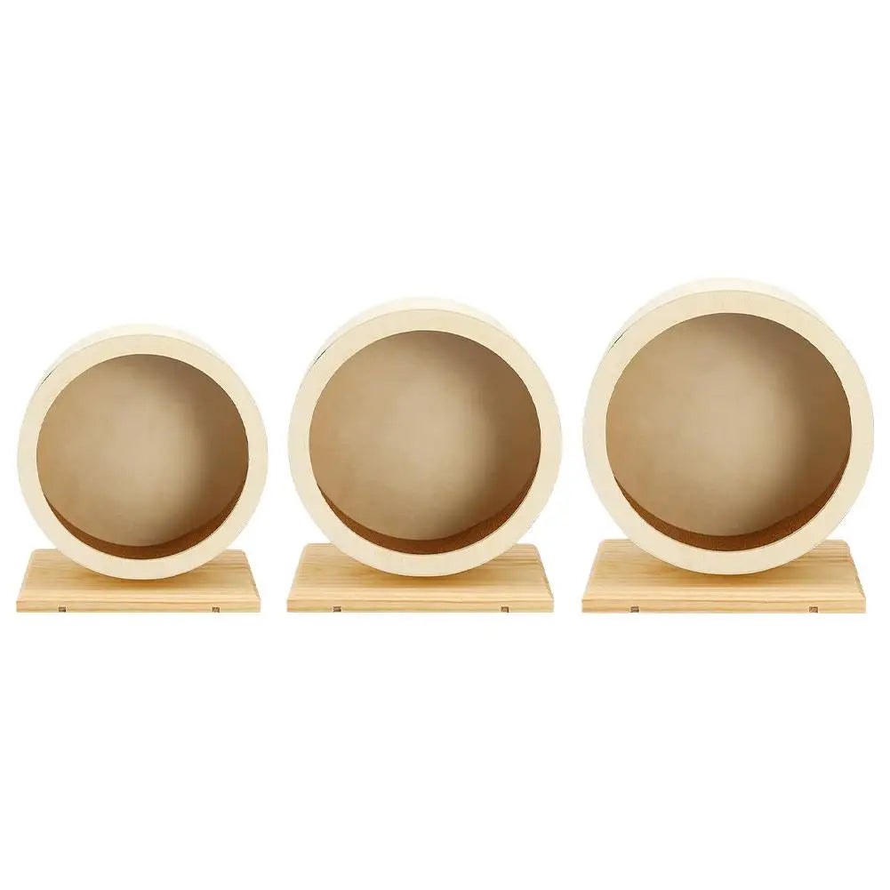 Silent Wooden Hamster Running Wheel with Cork Pad | Mute Exercise Roller for Golden Bears & Small Animals
