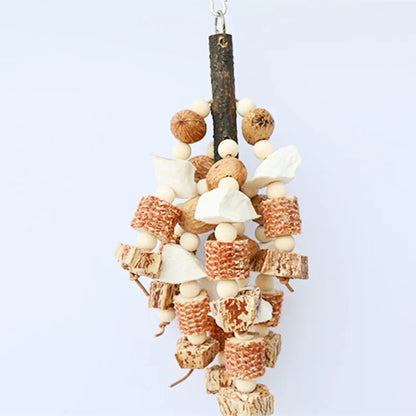 Bird Chew Toy with Pinecones, Cuttlefish Bone & Beech Wood