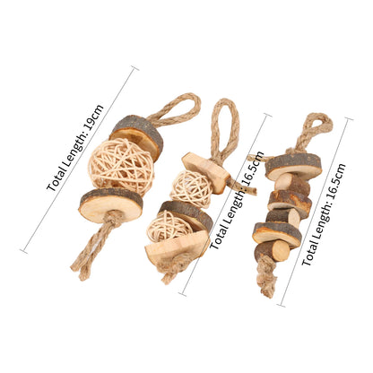 3-Piece Chew Toy Set for Rabbits, Hamsters & Guinea Pigs